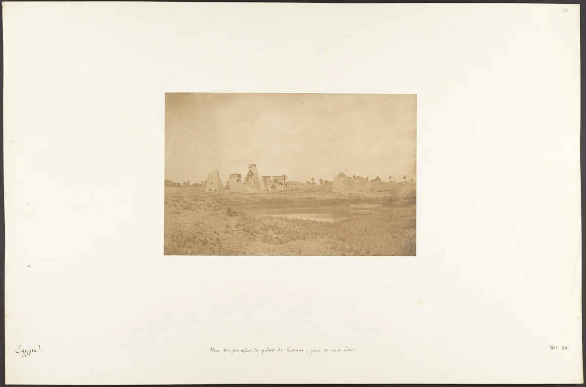 Vue des propylées du palais de Karnac, prise du Sud-Est by Maxime Du Camp, photograph, 1849-1850