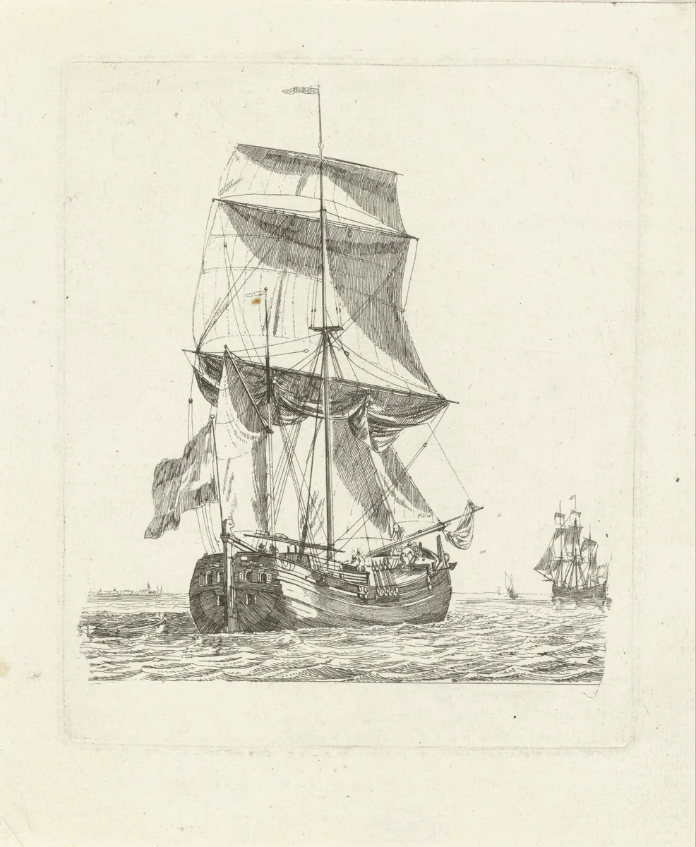 Koopvaardij hoeker met één mast by Gerrit Groenewegen, print, 1787