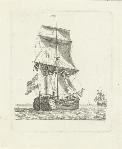 Koopvaardij hoeker met één mast by Gerrit Groenewegen, print, 1787