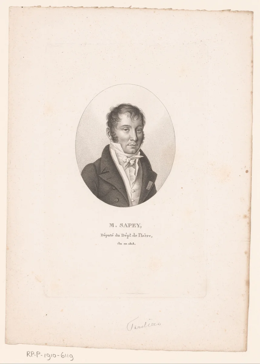Portret van Louis-Charles Sapey by Ambroise Tardieu, print, 1820-1821