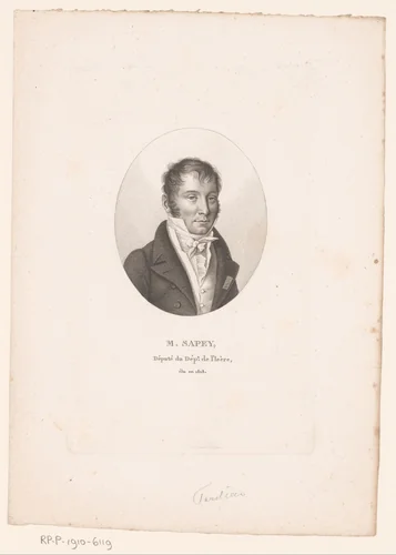 Portret van Louis-Charles Sapey by Ambroise Tardieu, print, 1820-1821