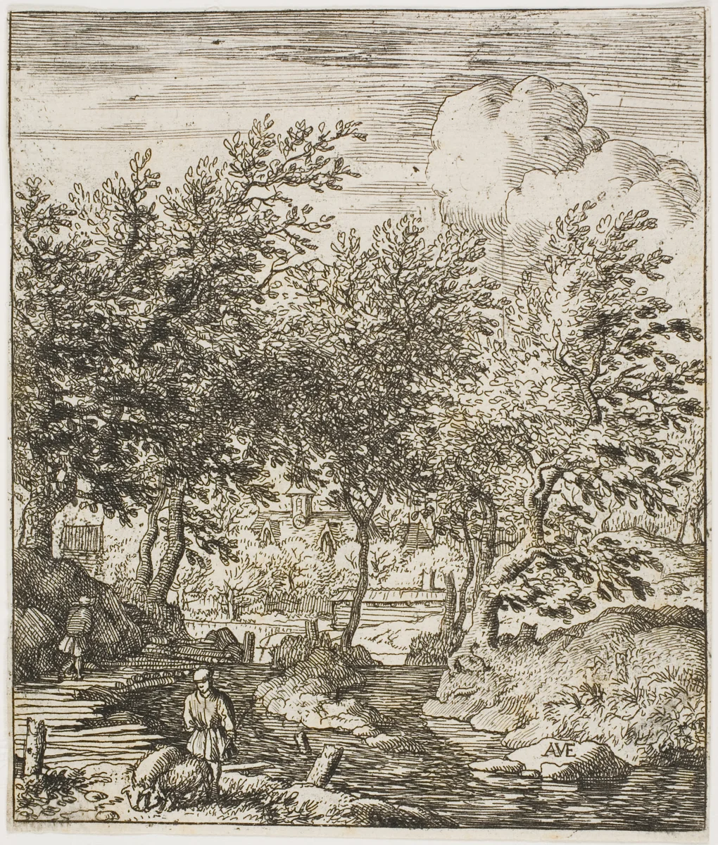 The Swineherd by Allart van Everdingen, print, 1641-1675