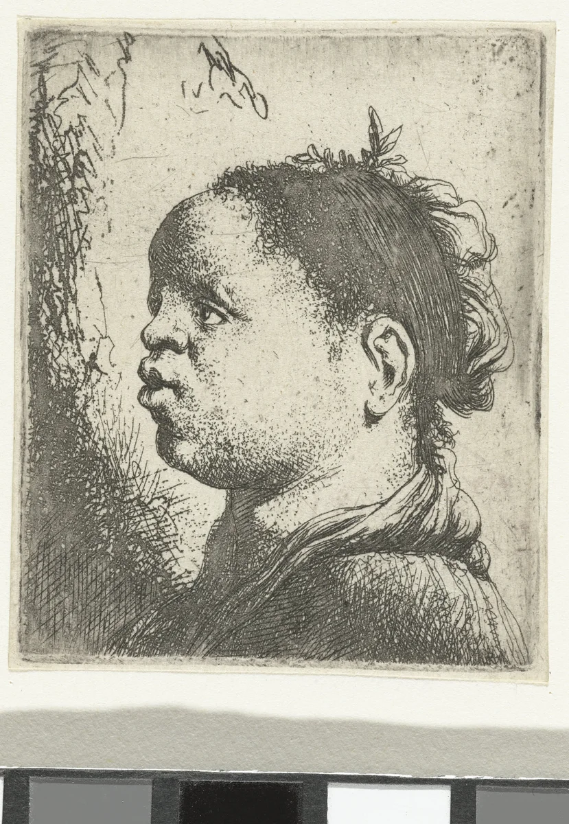 Borstbeeld van een zwarte vrouw by Jan Lievens, print, 1625-1674