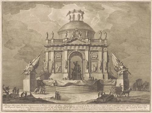 The Prima Macchina for the Chinea of 1773: The Temple of Peace by Giuseppe Vasi, print, 1773
