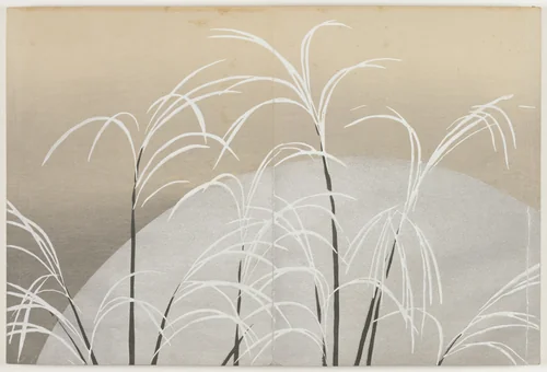 Flowers of a Hundred Worlds (Momoyogusa): Susuki Grass in Moonlight (Obana ni tsuki) by Kamisaka Sekka, book, 1909-1910