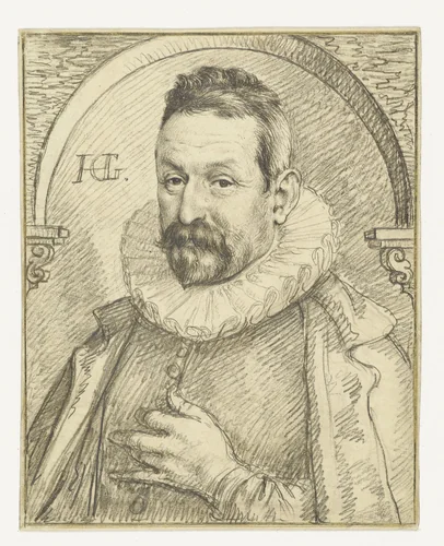 Portrait of Jean Niquet by Hendrick Goltzius, drawing, 1590-1595