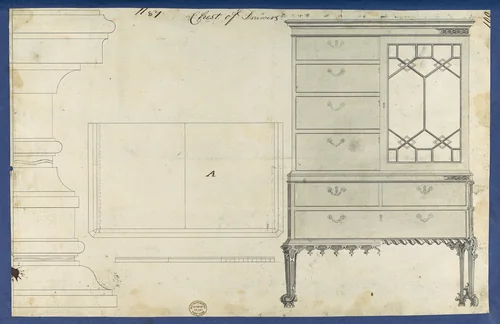 Chest of Drawers, from Chippendale Drawings, Vol. II by Thomas Chippendale, drawing, 1753