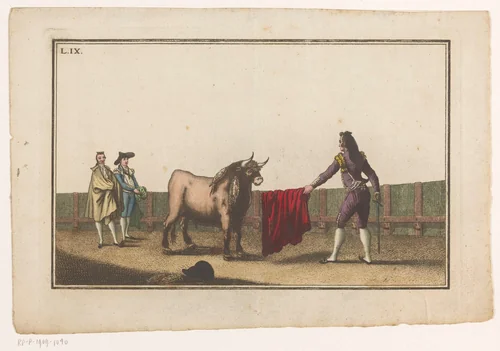 Matador daagt een stier uit by Luis Fernandez Noseret, print, 1795