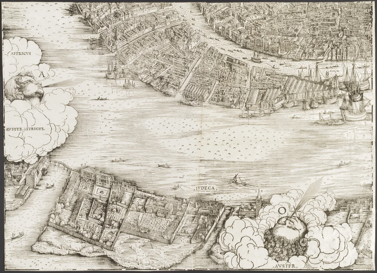 View of Venice [lower left block] by Jacopo de' Barbari, print, 1500