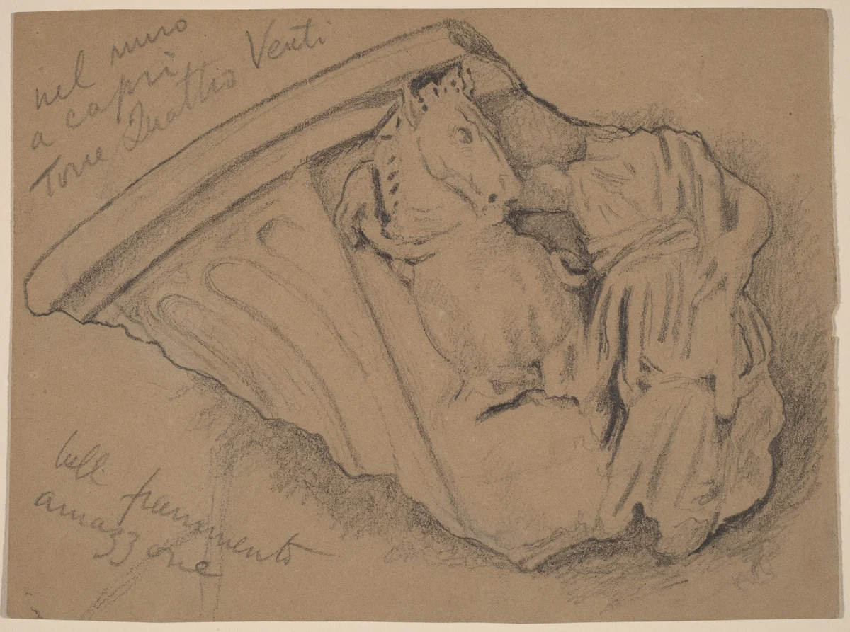 Sketch of a Fragment from a Wall in Capri by Elihu Vedder, drawing, 1897