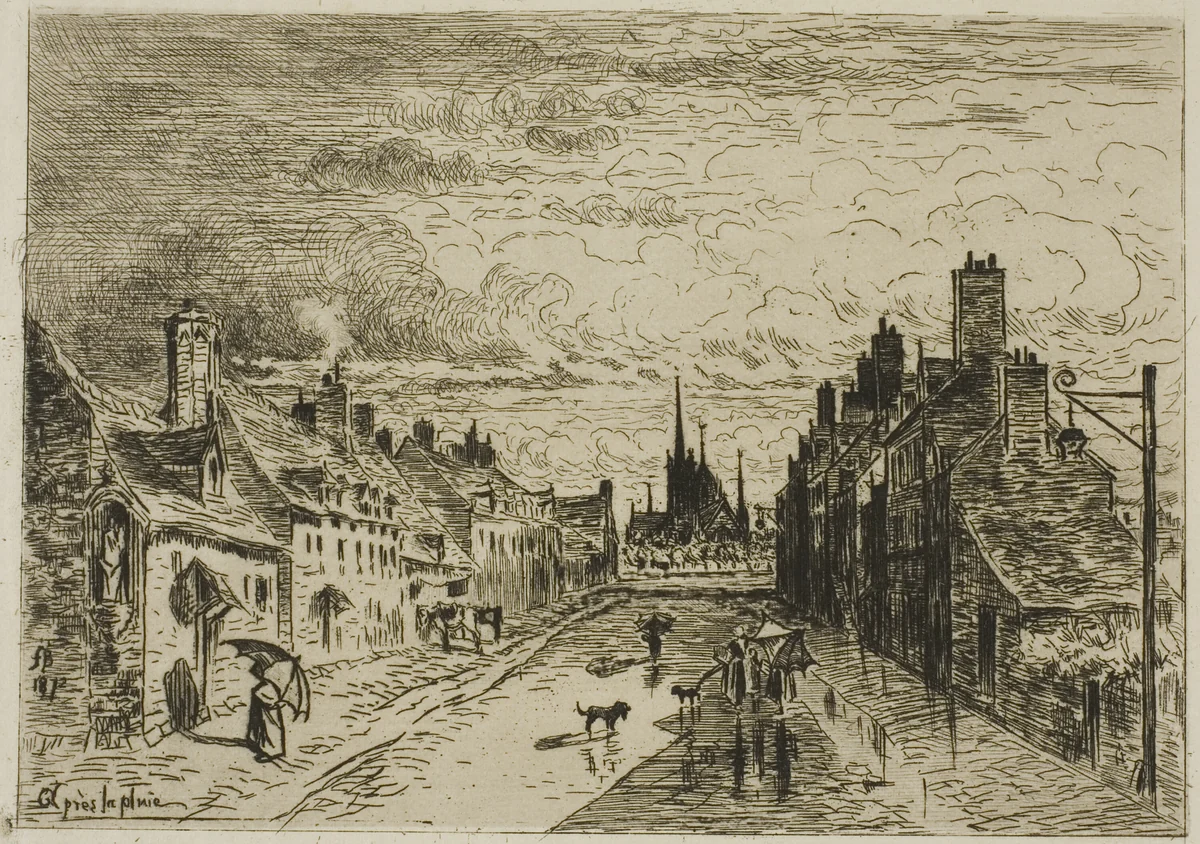 My Little Town by Félix Hilaire Buhot, print, 1872