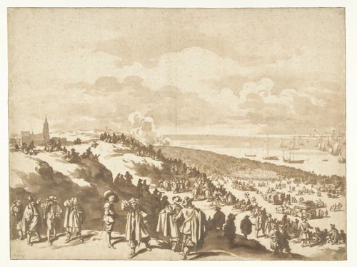 The Departure of Charles II for England by Jan de Bisschop, drawing, 1660-1662