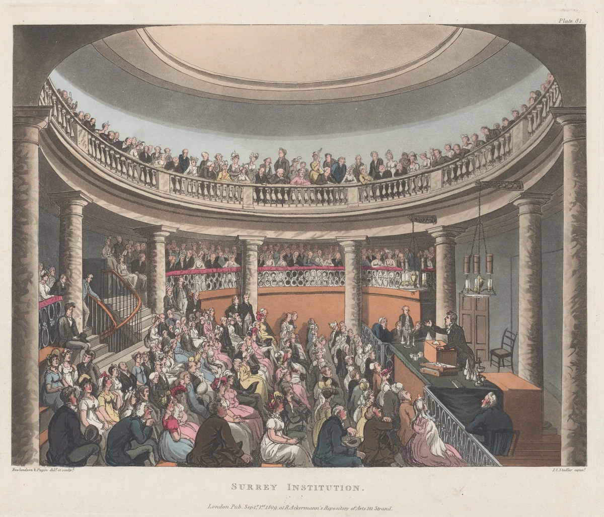 Surrey Institution by Thomas Rowlandson, print, 1809