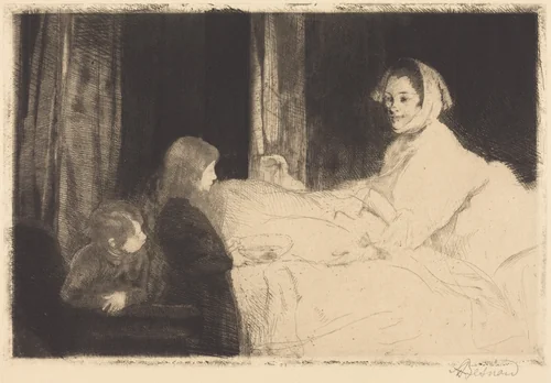 The Sick Mother (La mère malade) by Albert Besnard, print, 1889