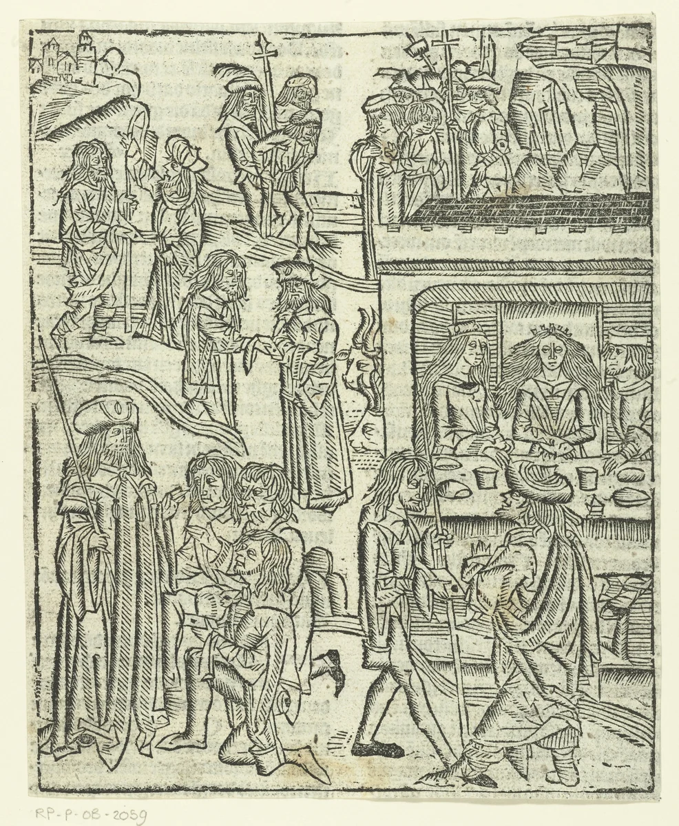 De parabel van de koninklijke bruiloft by Unknown, print, 1480-1500