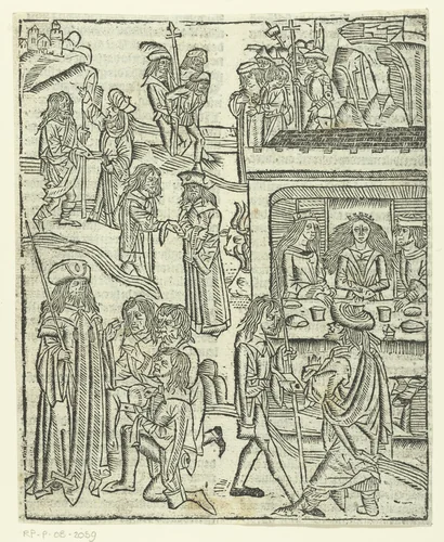 De parabel van de koninklijke bruiloft by Unknown, print, 1480-1500