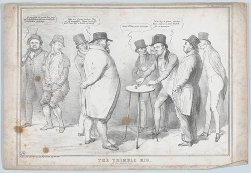 The Thimble Rig: "A Scene from the Derby" by John Doyle, print, 1834