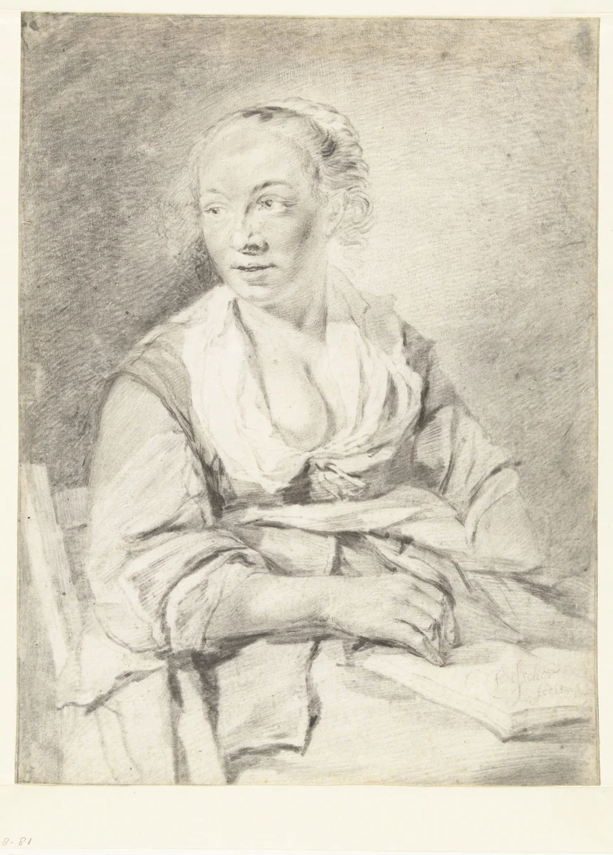 Seated Woman with a Book in her Lap by Cornelis Visscher, drawing, 1654-1658