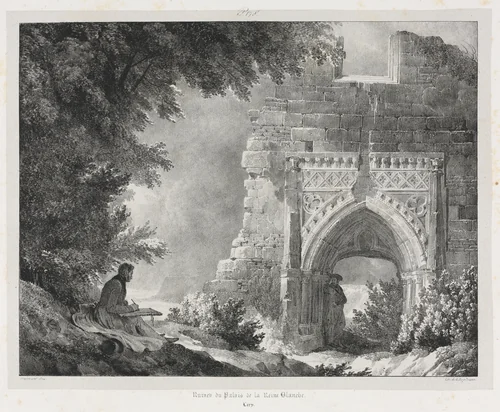 Picturesque and Romantic Journeys in Old France: Ruins of the Palace of the White Queen by Alexandre-Evariste Fragonard, print, 1824