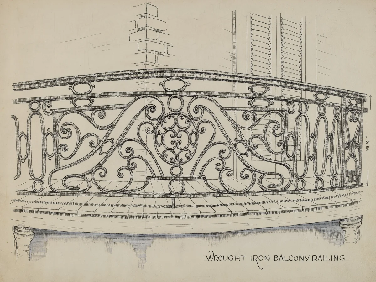 Wrought Iron Balcony by Ray Price, index of american design, 1936