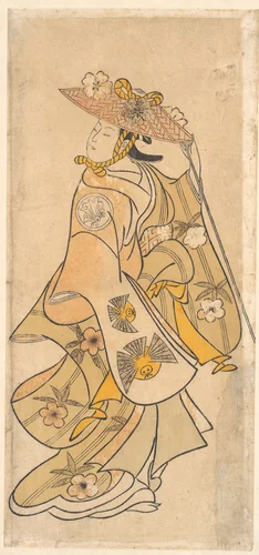 Actor Sanjo Kantaro (1697–1763) as a Woman by Okumura Toshinobu, print, 1720-1740