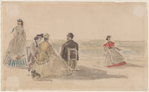 Noon at Deauville by Eugène Boudin, drawing, 1865