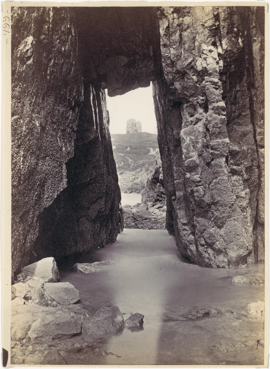 [View Through Rocks' Of Tower On Hill] by Francis Bedford, photograph, 1870-1879