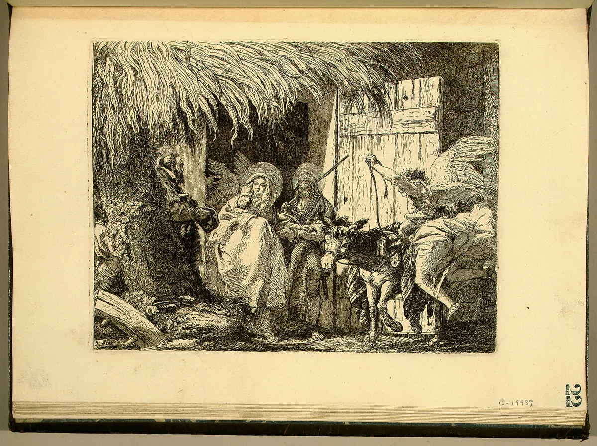 Joseph and Mary Prepare to Leave by Giovanni Domenico Tiepolo, print, 1753