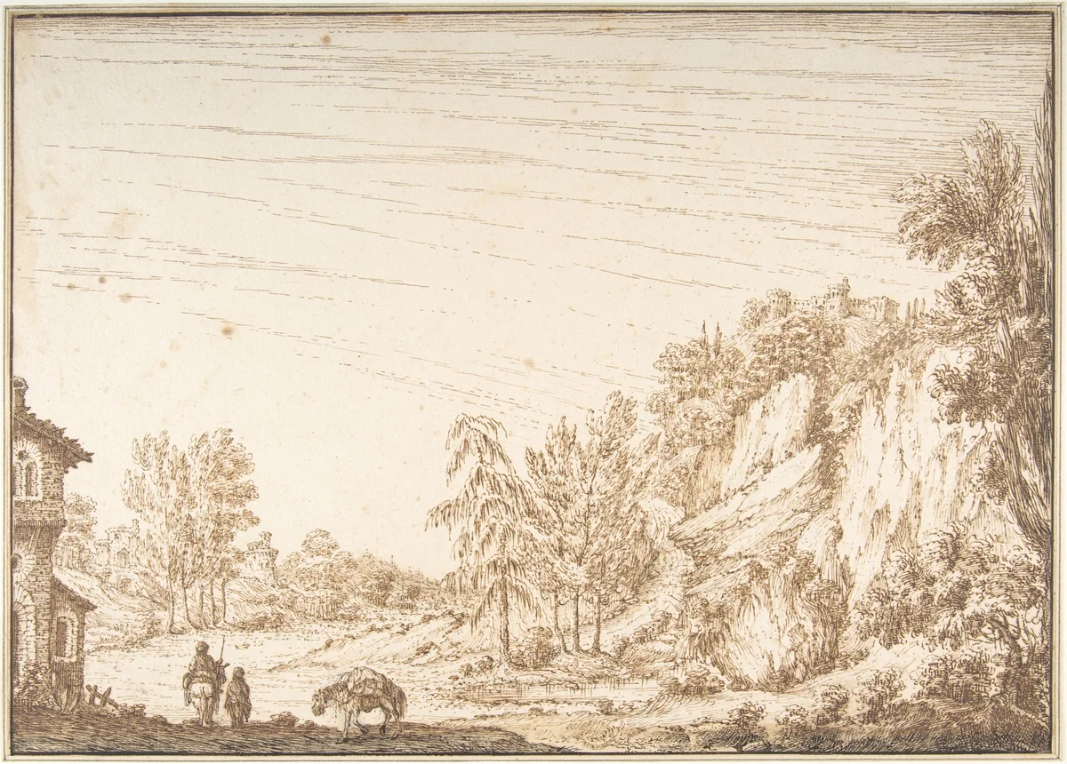 Landscape by anonymous, drawing, 1600-1700