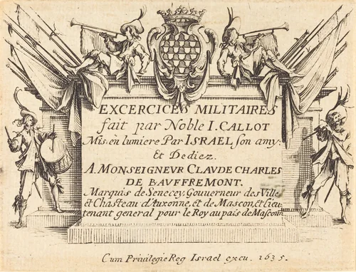 Title Page for "The Military Exercises" by Jacques Callot, print, 1634-1635
