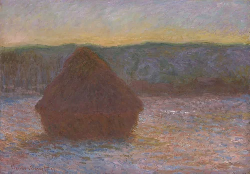 Stack of Wheat (Thaw, Sunset) by Claude Monet, painting, 1890-1891