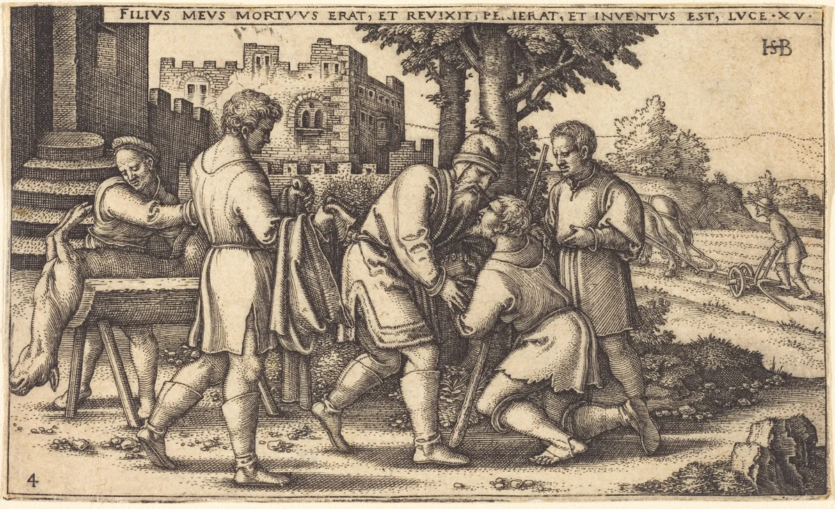 The Return of the Prodigal Son by Sebald Beham, print, 1540