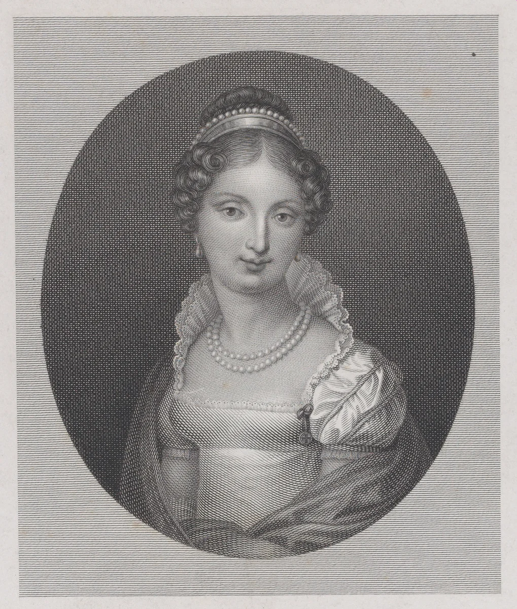 Portrait of Mariana Carolina, Grand Duchess of Tuscany by Antonio Perfetti, print, 1810-1875