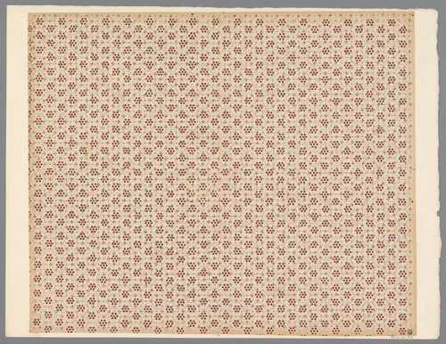 Blad met banenpatroon van zeshoeken met stippen als veldvulling by anonymous, print, 1800-1900