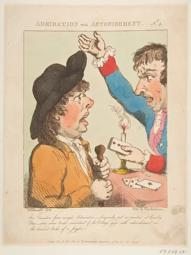 Admiration with Astonishment (Le Brun Travested, or Caricatures of the Passions) by Thomas Rowlandson, print, 1800