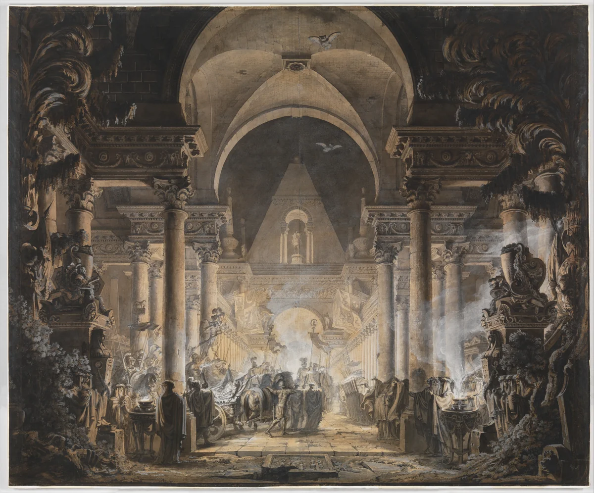 The Tomb of Agamemnon by Louis Jean Desprez, drawing, 1782-1792