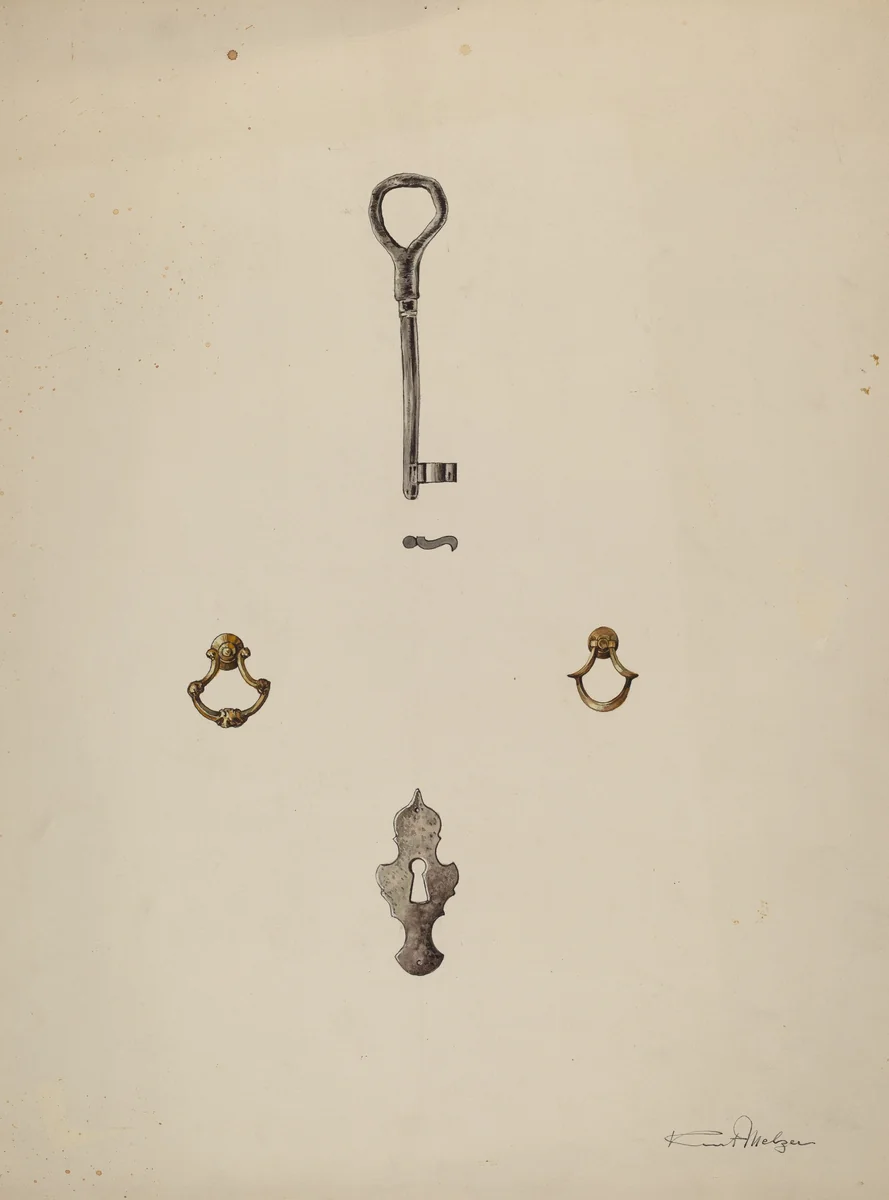 Key-Escutcheon-Drawer Pull by Kurt Melzer, index of american design, 1937