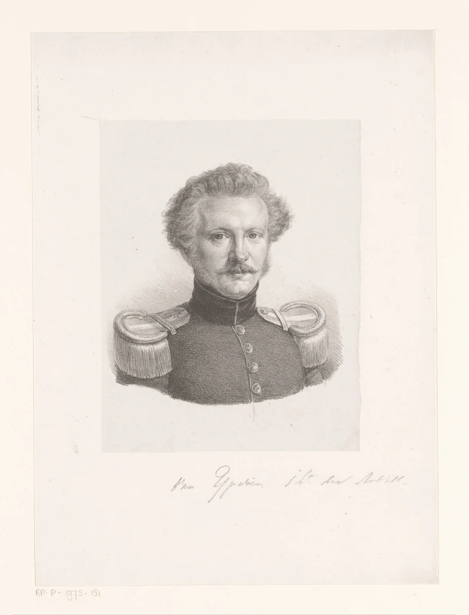 Portret van luitenant Van Yperen by Christian Heinrich Gottlieb Steuerwald, print, 1822-1874