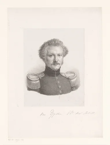 Portret van luitenant Van Yperen by Christian Heinrich Gottlieb Steuerwald, print, 1822-1874