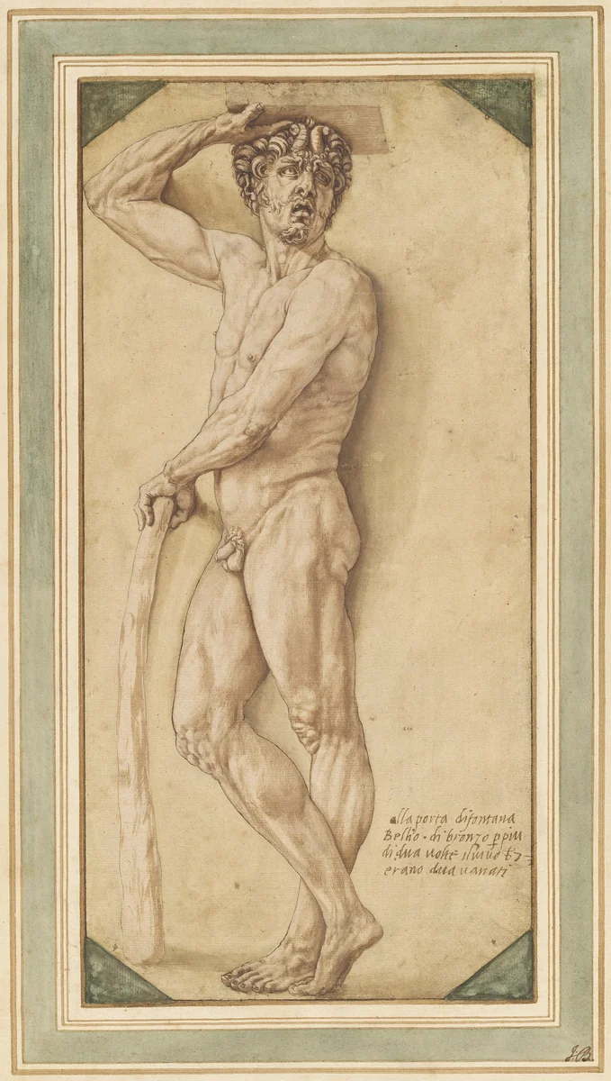 A Satyr by Benvenuto Cellini, drawing, 1544-1545