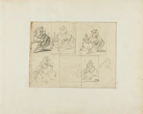 Studies by Jean Louis André Théodore Géricault, drawing, 1813-1814