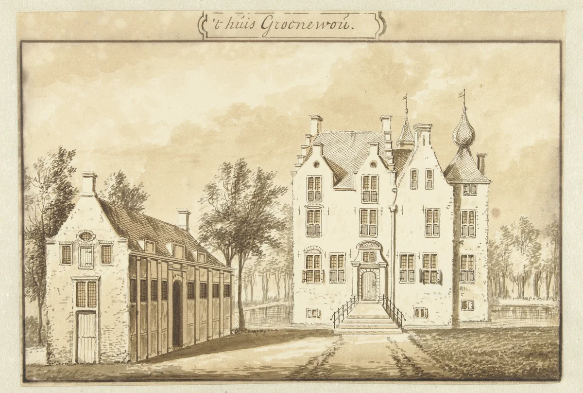 Het huis Groenewoude by Abraham Rademaker, drawing, 1685-1735