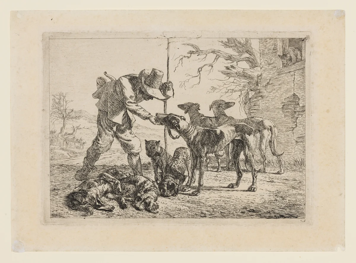 The Hunter and the Dogs by Pieter van Laer, print, 1631-1641