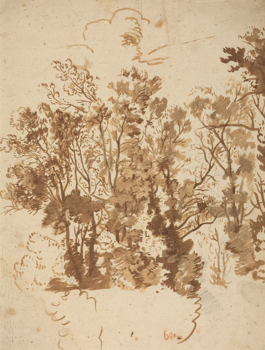Landscape Study by Bartholomeus Breenbergh, drawing, 1631