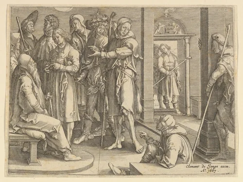 Joseph Telling His Dreams to Jacob (copy) by Clement de Jonghe, print, 1640-1670