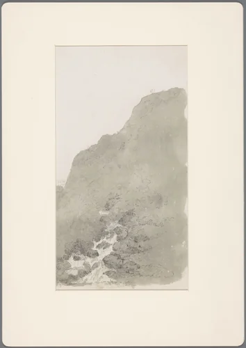 Bergbeek gezien tegen het egale grijs van een bergrug by David de Sandoz-Rollin, drawing, 1750-1809