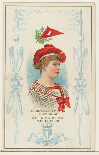 Genevieve Lytton in Colors of St. Augustine Yacht Club, from the Yacht Colors of the World series (N140) issued by Duke Sons & Co. to promote Honest Long Cut Tobacco by W. Duke, Sons & Co., print, 1890