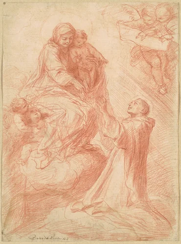 The Vision of Simon Stock by Pietro Antonio de' Pietri, drawing, 1675-1685
