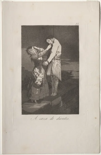 Out Hunting for Teeth, Plate 12 by Francisco de Goya, print, 1799