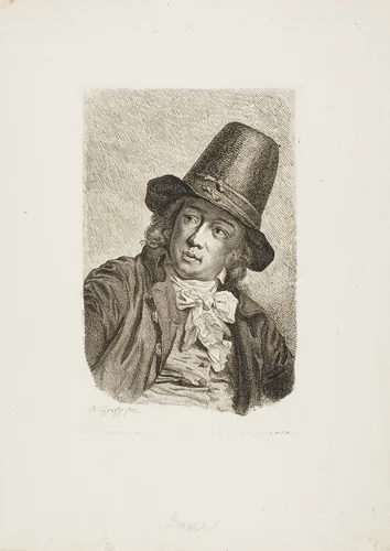 Portrait of Abraham Bosse by Anton Graff, print, 1756-1813